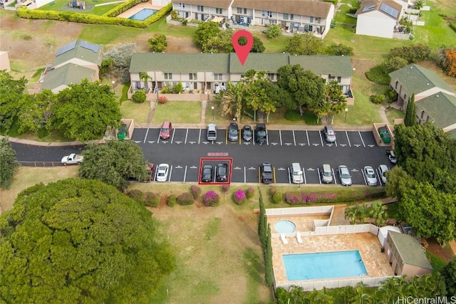 bird's eye view with a residential view