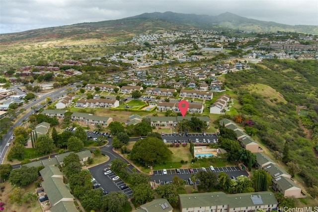 bird's eye view with a mountain view