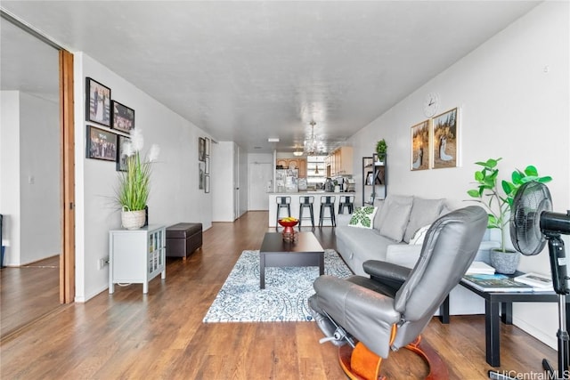 living area featuring wood finished floors