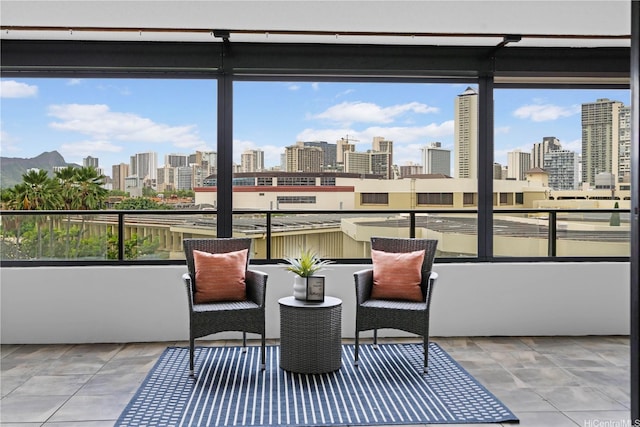balcony with a view of city