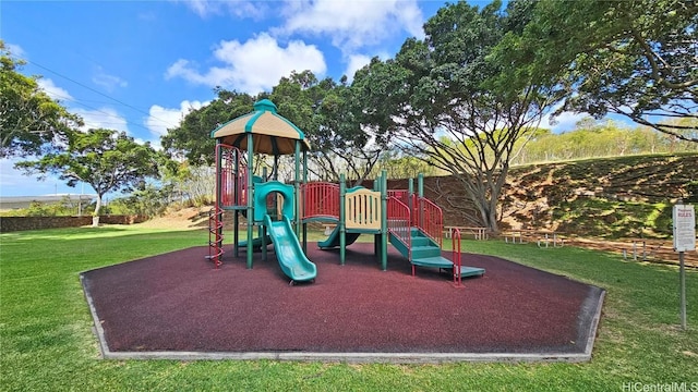 community play area featuring a yard