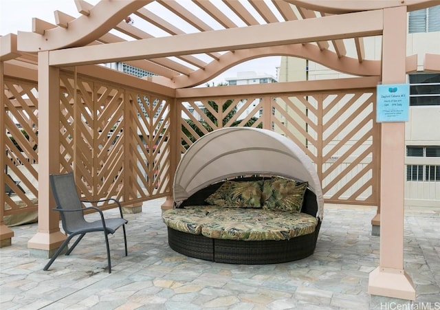 view of patio / terrace featuring a pergola