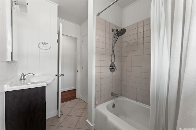 2448A E Manoa Rd, Honolulu, HI 96822 - bathroom featuring shower / tub combo with curtain, tile patterned flooring, and vanity