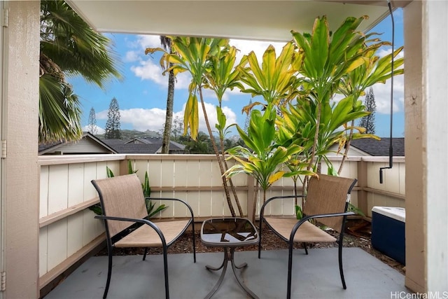 balcony with a patio