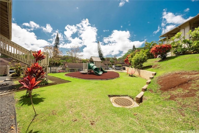 view of yard featuring a playground