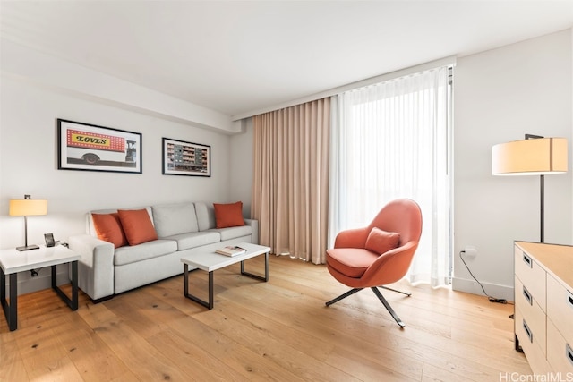 living area featuring light wood-type flooring