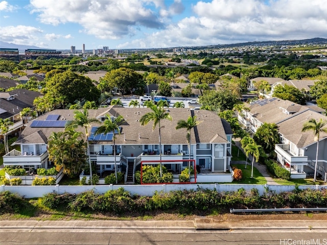 birds eye view of property with a residential view