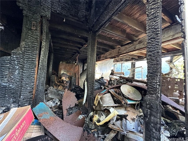 misc room with beam ceiling