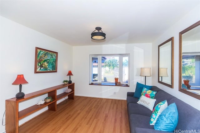 interior space featuring baseboards and light wood-style floors