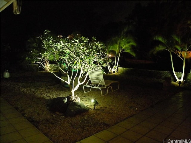 view of yard at twilight