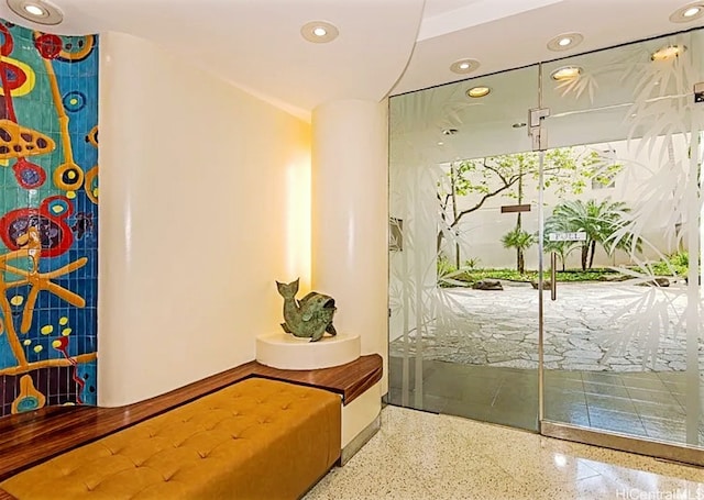 225 Queen St Unit 14A, Honolulu, HI 96813 - hallway featuring speckled floor and recessed lighting