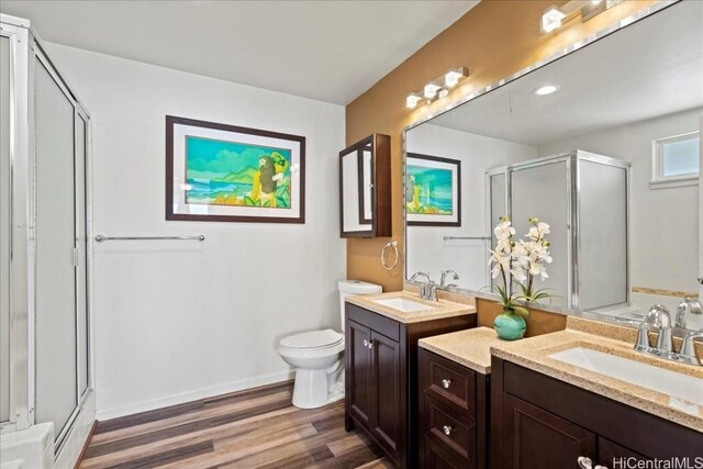 48 Kuuhale Pl, Kahului, HI 96732 - full bathroom with a shower stall, toilet, wood finished floors, and a sink