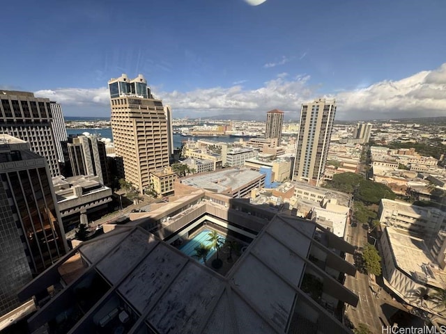 property's view of city with a water view