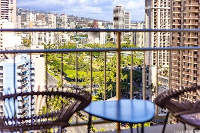 balcony with a view of city