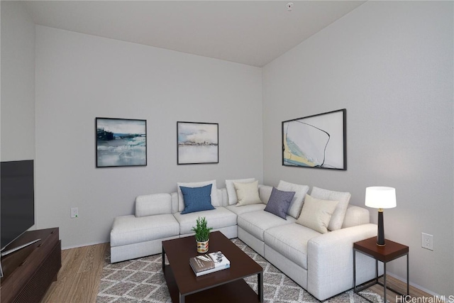 living area with wood finished floors