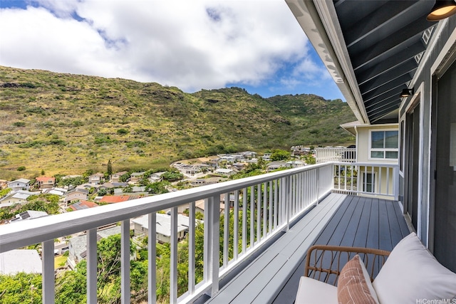 balcony featuring a mountain view