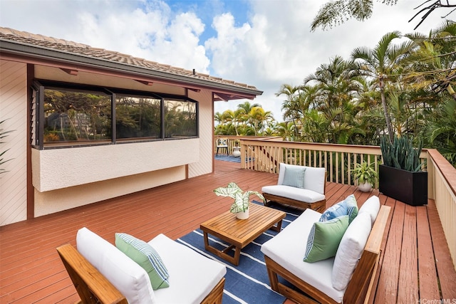 145 Maono Pl, Honolulu, HI 96821 - wooden deck featuring outdoor lounge area