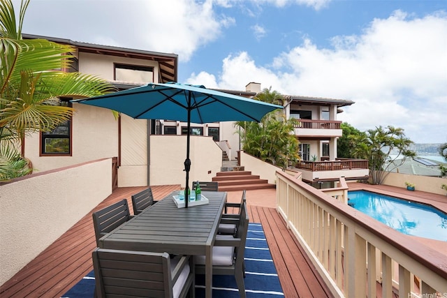 145 Maono Pl, Honolulu, HI 96821 - wooden terrace with an outdoor pool