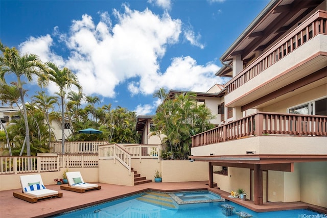 145 Maono Pl, Honolulu, HI 96821 - view of pool with stairway, a patio, and a pool with connected hot tub