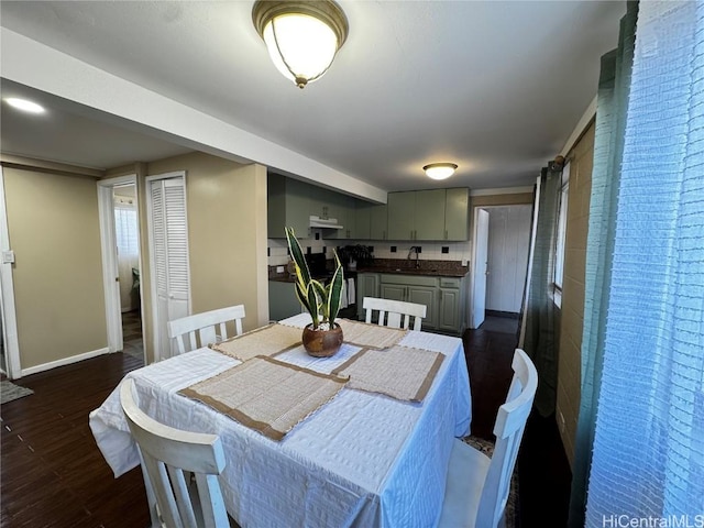 dining room featuring baseboards and dark wood finished floors