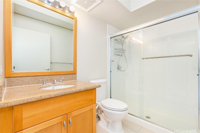1288 Kapiolani Blvd Unit I-4203, Honolulu, HI 96814 - full bath with vanity, toilet, tile patterned floors, a stall shower, and visible vents