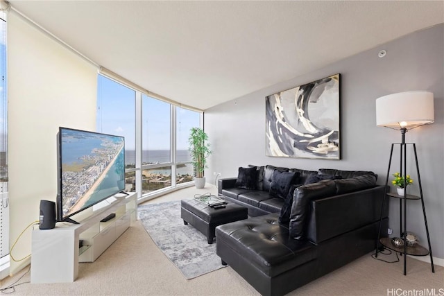1288 Kapiolani Blvd Unit I-4203, Honolulu, HI 96814 - living area featuring carpet flooring and a wall of windows
