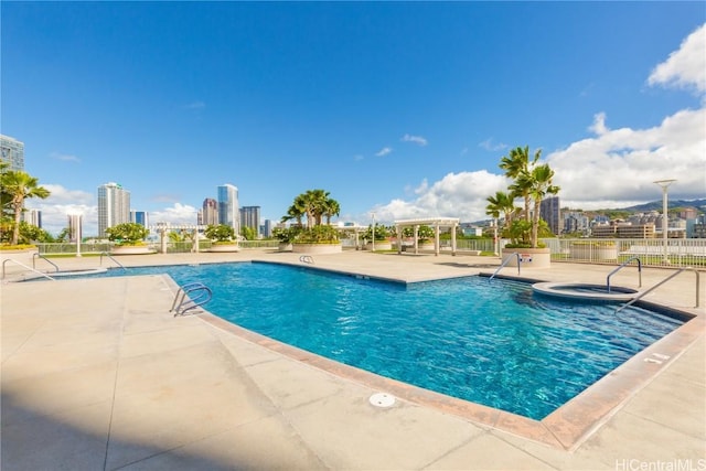 1288 Kapiolani Blvd Unit I-4203, Honolulu, HI 96814 - community pool featuring a pergola, fence, a community hot tub, and a patio