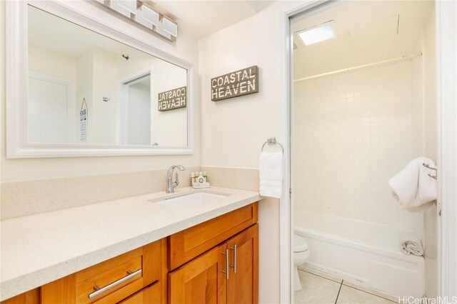 201 Ohua Ave Unit 908, Honolulu, HI 96815 - full bath with  shower combination, toilet, tile patterned flooring, and vanity