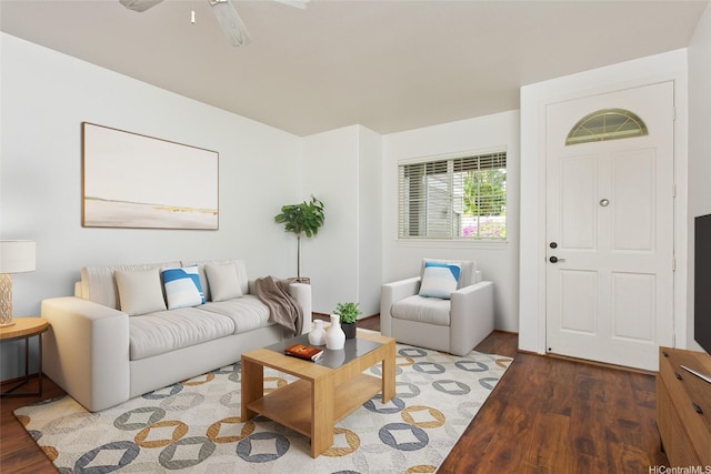 living area with wood finished floors