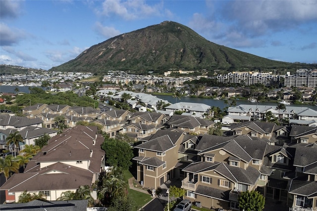 property view of mountains with a residential view