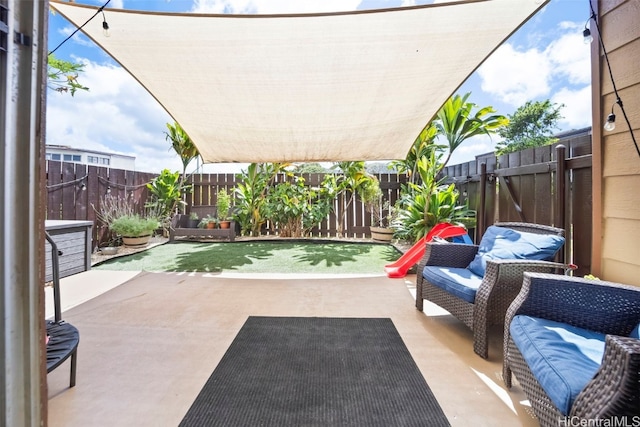 view of patio / terrace featuring a fenced backyard