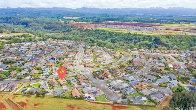 aerial view with a residential view and a mountain view