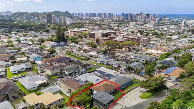drone / aerial view featuring a city view