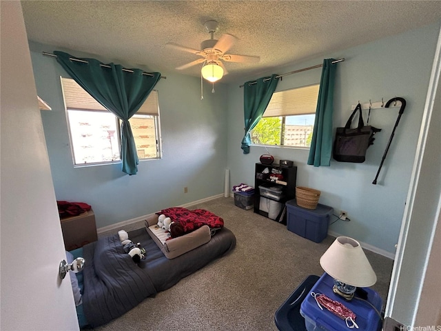 94-203 Paioa Pl Unit P201, Waipahu, HI 96797 - carpeted bedroom featuring a textured ceiling and a ceiling fan