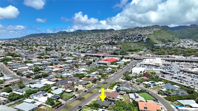 aerial view with a mountain view