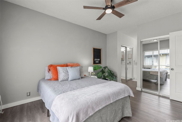 91-293 Hanapouli Cir Unit 3I, Ewa Beach, HI 96706 - bedroom with wood finished floors, a ceiling fan, and ensuite bathroom