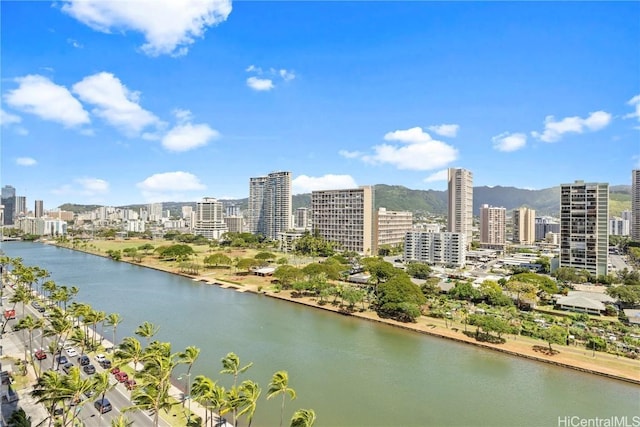 property view of water featuring a city view
