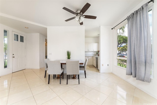 91-1058 Kekuilani Loop Unit 1701, Kapolei, HI 96707 - dining room featuring light tile patterned floors and a ceiling fan