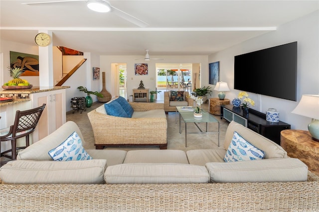 215 Koko Isle Cir Unit 5502, Honolulu, HI 96825 - living area with a ceiling fan