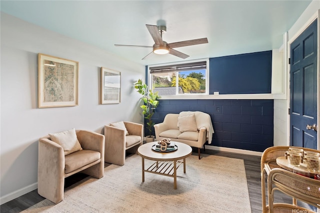 45-563 Kukane St, Kaneohe, HI 96744 - living area with wood finished floors, baseboards, and ceiling fan
