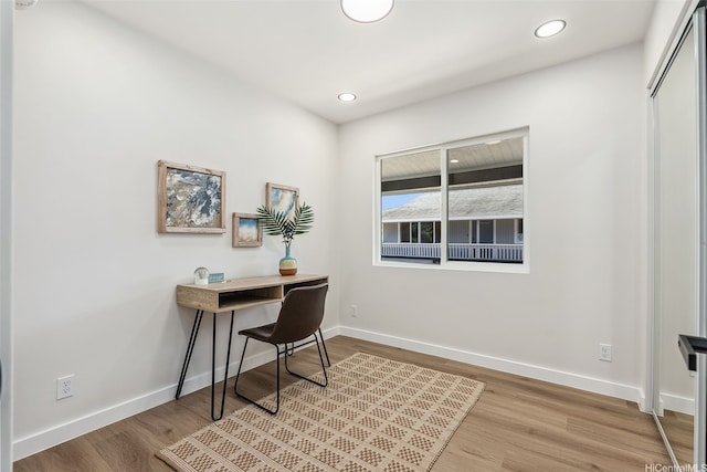 84-1001 Lahaina St Unit 1, Waianae, HI 96792 - office area with baseboards, recessed lighting, and wood finished floors