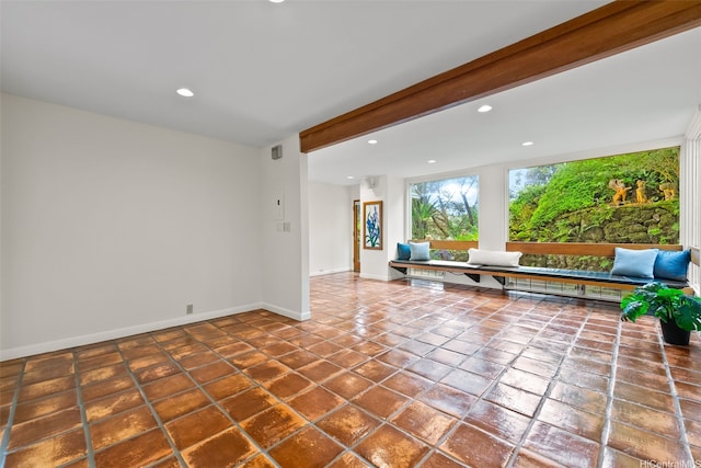 156 Forest Ridge Way, Honolulu, HI 96822 - living area with recessed lighting, tile patterned floors, and beam ceiling