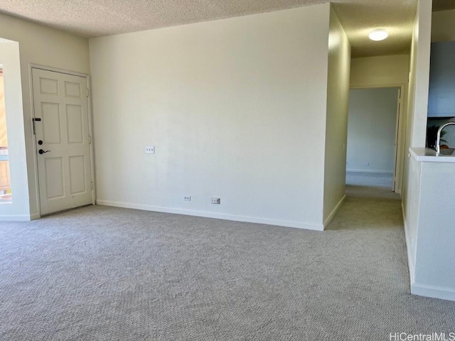 91-495 Puamaeole St Unit 38R, Ewa Beach, HI 96706 - spare room featuring a sink, light carpet, baseboards, and a textured ceiling