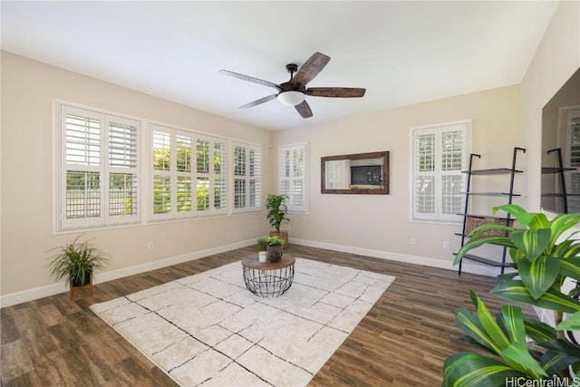 91-1072 Waikapoo St, Ewa Beach, HI 96706 - sitting room with baseboards, ceiling fan, and wood finished floors