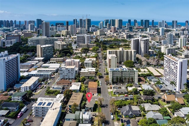 property's view of city featuring a water view