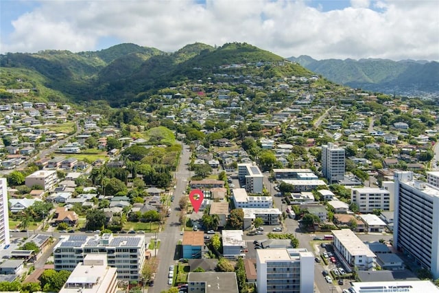 bird's eye view with a mountain view