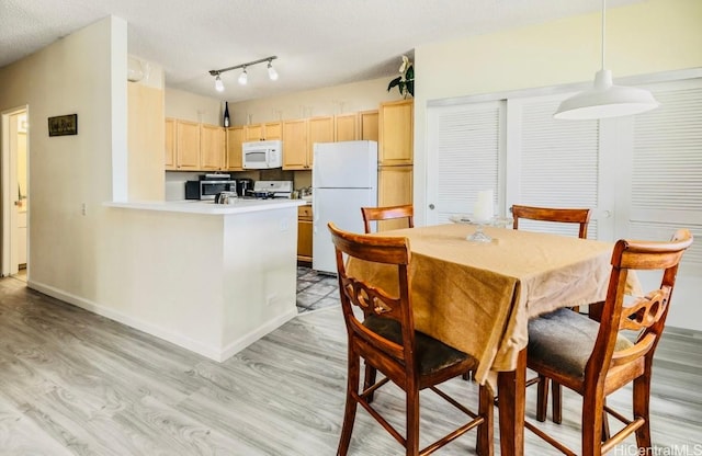 dining area featuring baseboards and light wood finished floors