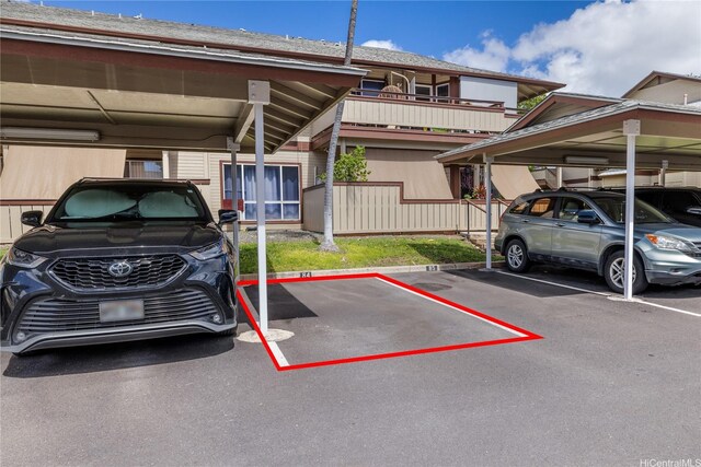 view of covered parking lot