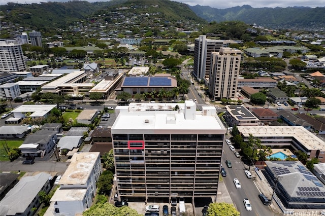 drone / aerial view with a mountain view