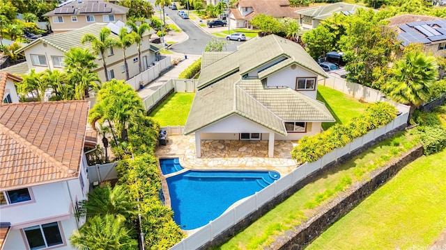 1000 Kaolo St, Honolulu, HI 96825 - view of swimming pool featuring a residential view, a fenced backyard, a patio, and a pool with connected hot tub